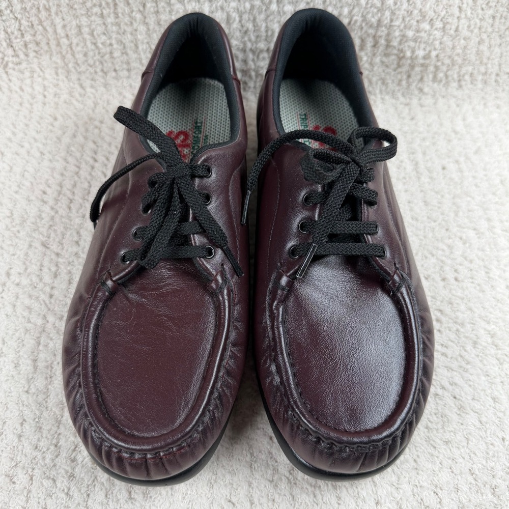SAS Siesta Shoes Women 9W Brown Leather Lace Up Moc Toe Comfort Walking USA Made